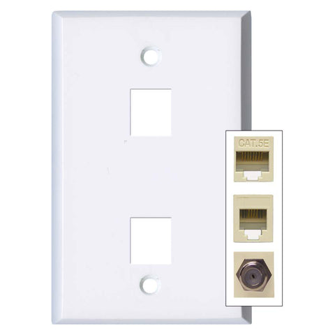 White Enamel - Double Port Modular Wall Plates