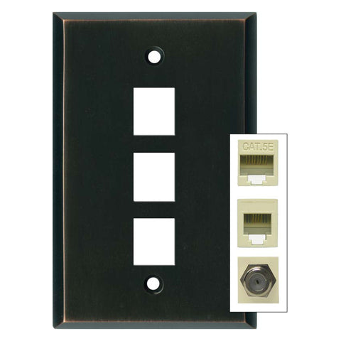 Oil Rubbed Bronze Triple Port Modular Wall Plates