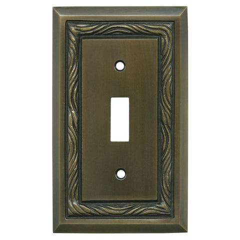 Rope Accent Antique Brass - Single Toggle Switch Plates