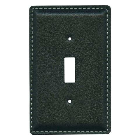 Black Pebble Grain Leather - Single Toggle Switch Plates