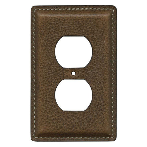 Brown Pebble Grain Leather - 3 Toggle Light Switch Covers