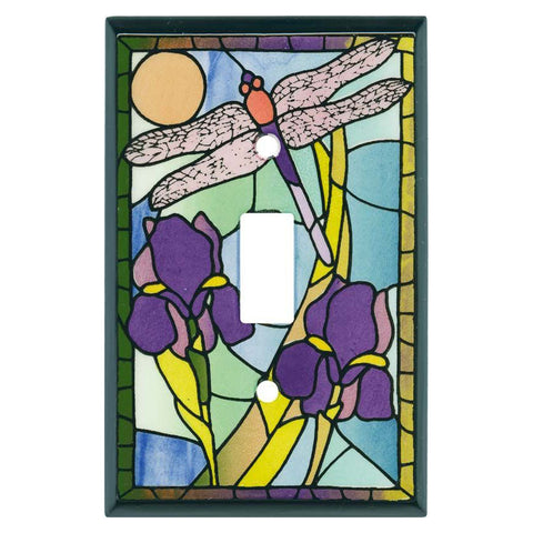 Dragonfly Stain Glass Ceramic - Single Toggle Switch Plates