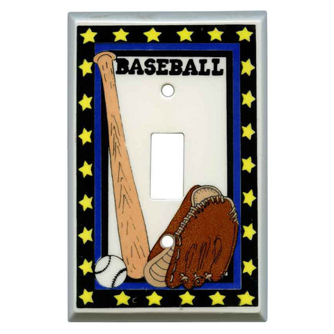 Baseball All Star Ceramic - Single Toggle Switch Plates