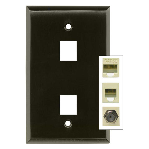 Satin Black Nickel - Double Port Modular Wall Plates