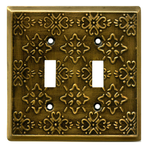 Baroque Antique Brass Double Toggle Wallplate Covers