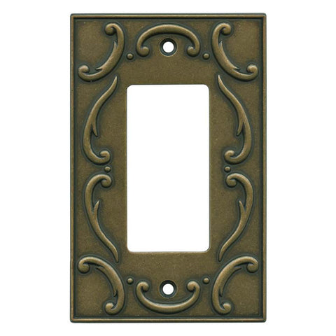 French Lace Burnished Antique Brass - GFCI Rocker Switch Plate Covers