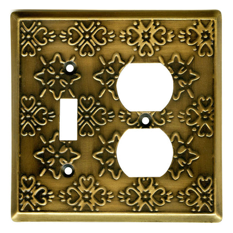 Baroque Antique Brass Toggle - Duplex Outlet Covers