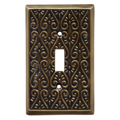 Filigree Antique Brass - 1 Toggle Switch Plates