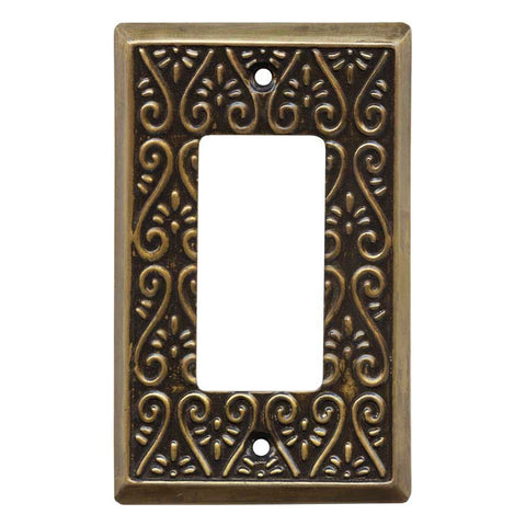 Filigree Antique Brass - GFCI Rocker Switch Plate Covers