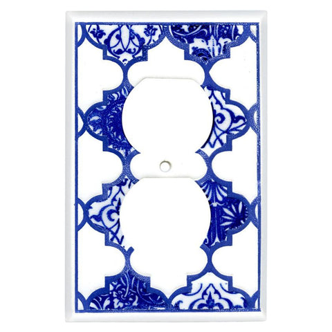 Quatrefoil Blue Ceramic - Outlet Covers