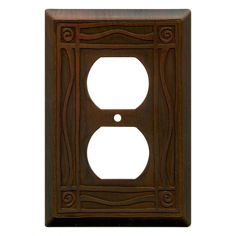 Border Antiqued Copper Duplex - Outlet Cover Plates