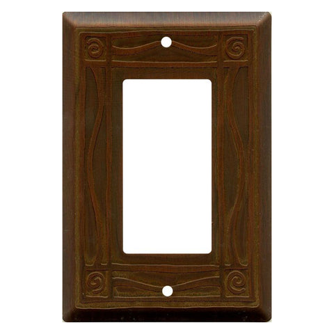 Border Antiqued Copper - GFCI Rocker Switch Plate Covers