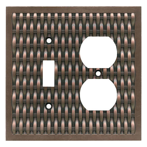 Basketweave Antique Copper - Combination 1 Toggle/Outlet Cover Plates