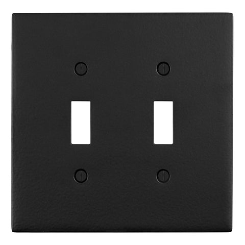 Modern Antique Wall Plates with Black Enamel Finish - Double Toggle Switch Plates