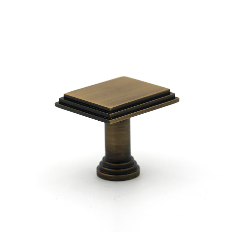 Dark Antique Brass Detailed Edge Square Knob