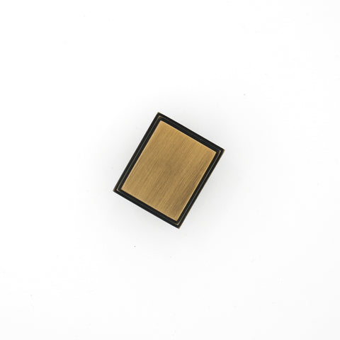 Dark Antique Brass Detailed Edge Square Knob