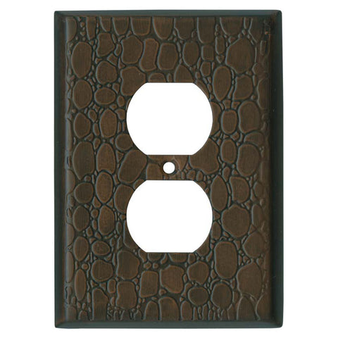 Brown Leather Steel - GFCI Rocker Switch Plate Covers