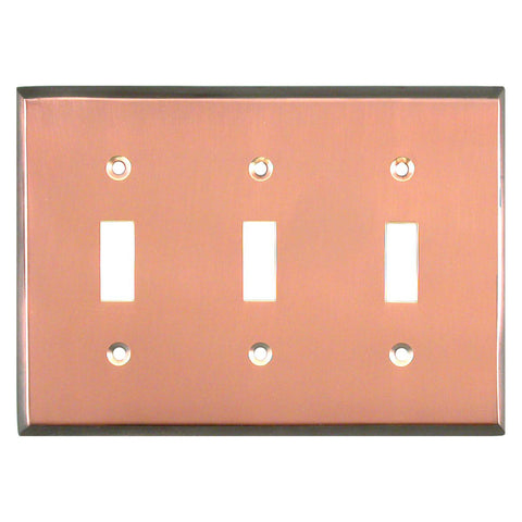 Antiqued Edge Copper - 3 Toggle Light Switch Covers