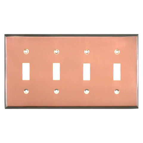 Antiqued Edge Copper - 4 Toggle Light Switch Covers