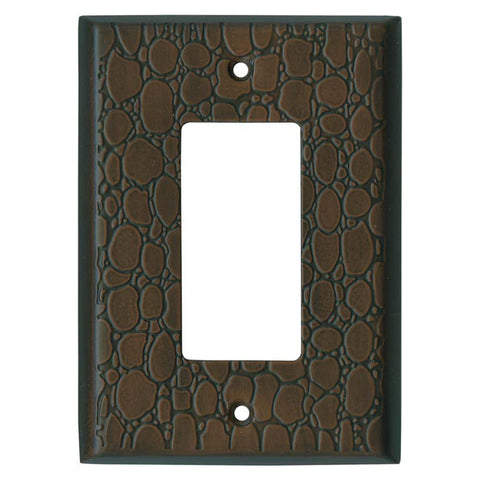 Brown Leather Steel - GFCI Rocker Switch Plate Covers