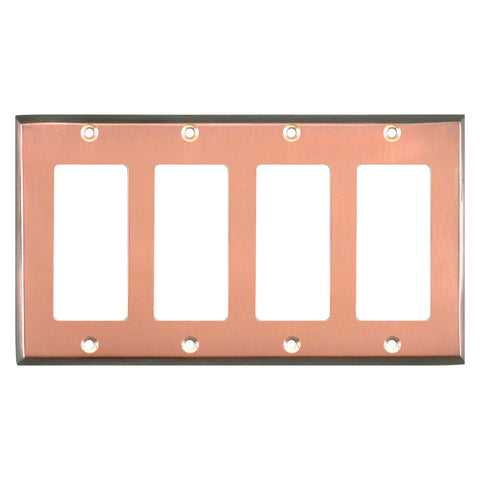 Antiqued Edge Copper - 4 Rocker GFCI Decora Switch Plates