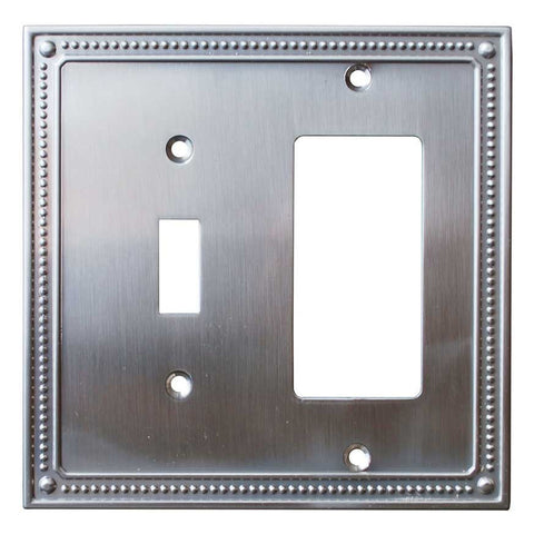 Beaded Satin Nickel - 3 Toggle Light Switch Covers