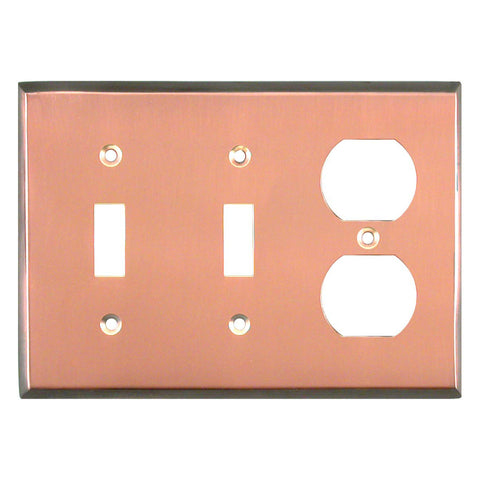 Antiqued Edge Copper - 2 Toggle/Outlet Combo Wallplates