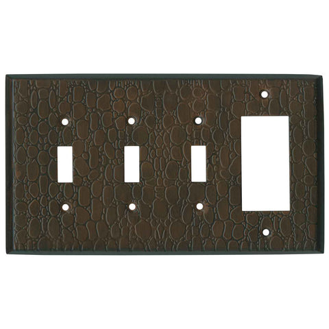 Brown Leather Steel - GFCI Rocker Switch Plate Covers