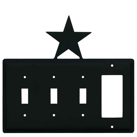 Star Black - 3 Toggle/1 Rocker GFCI Switch Covers