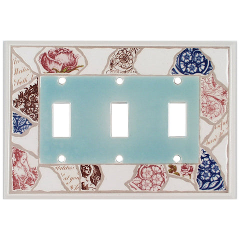 Pique Assiette Ceramic - 3 Toggle Light Switch Covers