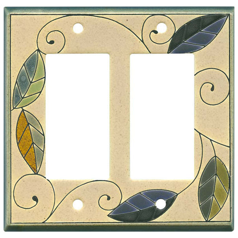 Mosaic Leaves Ceramic - 2 Gang Double GFCI Rocker Wallplates