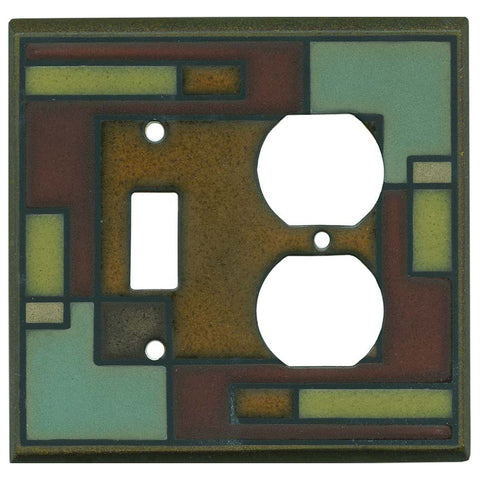 Rectangles Ceramic - Combination 1 Toggle/Outlet Cover Plates