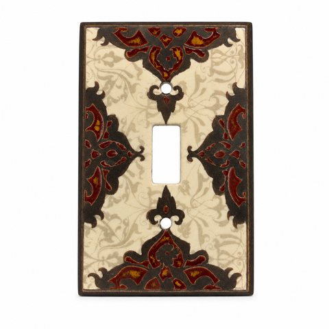 Cream with Brown and Red Fleur De Lis - 1 Toggle