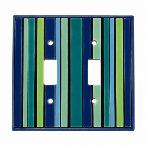 Blue and Green Stripe Ceramic - 2 Toggle