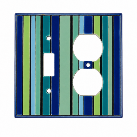 Blue and Green Stripe Ceramic - 1 Toggle/Duplex