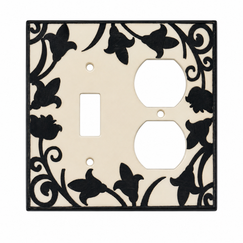 Almond Filigree Ceramic - 1 Toggle/Duplex
