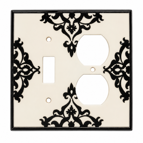 Lace Black and White Ceramic - 1 Toggle/Duplex