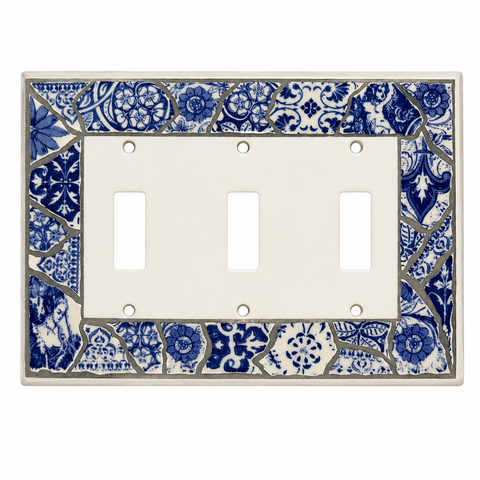 White with Blue China Pattern - 3 Toggle