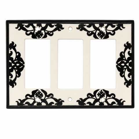 Lace Black and White Ceramic - 3 GFI Rocker