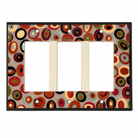 Red, Green and Black Circles Ceramic - 3 GFI Rockers