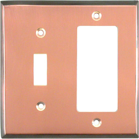 Antiqued Edge Copper - Combination 1 Toggle/Rocker Switch Covers