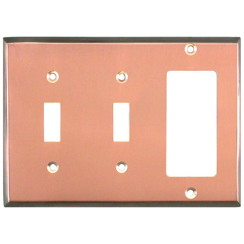 Antiqued Edge Copper - 2 Toggle/1 GFCI Rocker Switchplates