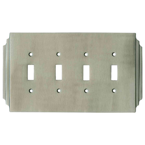 Art Deco Miami Beach Satin Nickel - 4 Toggle Light Switch Covers