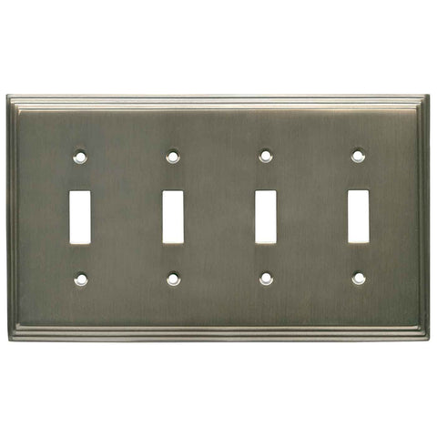 Art Deco Step Antique Pewter - 4 Toggle Light Switch Covers