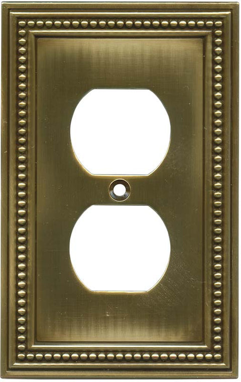 Beaded Tumbled Antique Brass - Single Toggle Switch Plates