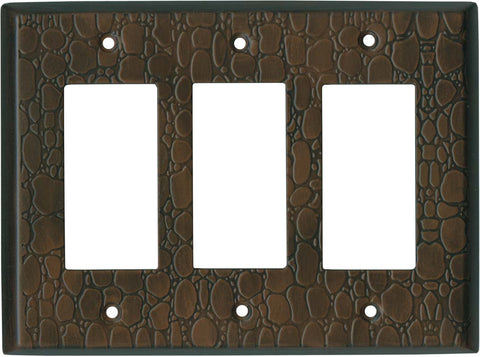 Brown Leather Steel - GFCI Rocker Switch Plate Covers
