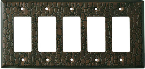 Brown Leather Steel - GFCI Rocker Switch Plate Covers