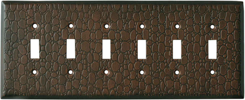 Brown Leather Steel - GFCI Rocker Switch Plate Covers