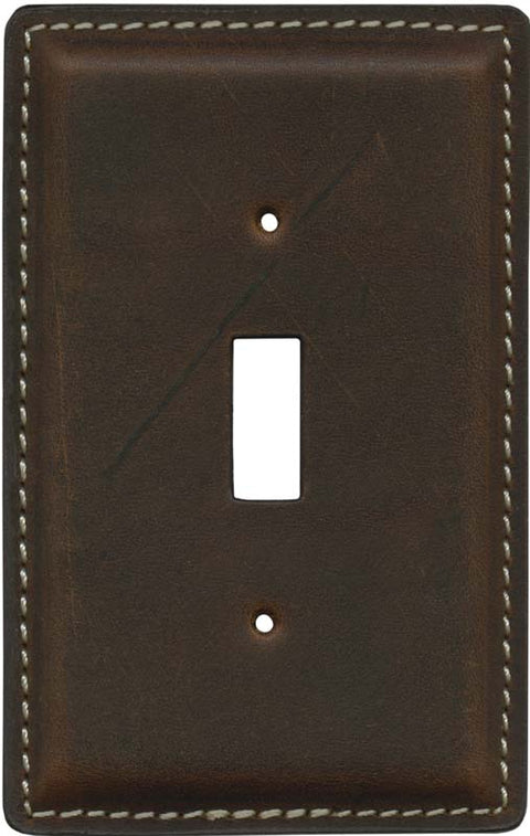 Brown Oil Pull - Up Leather - 3 Toggle Light Switch Covers