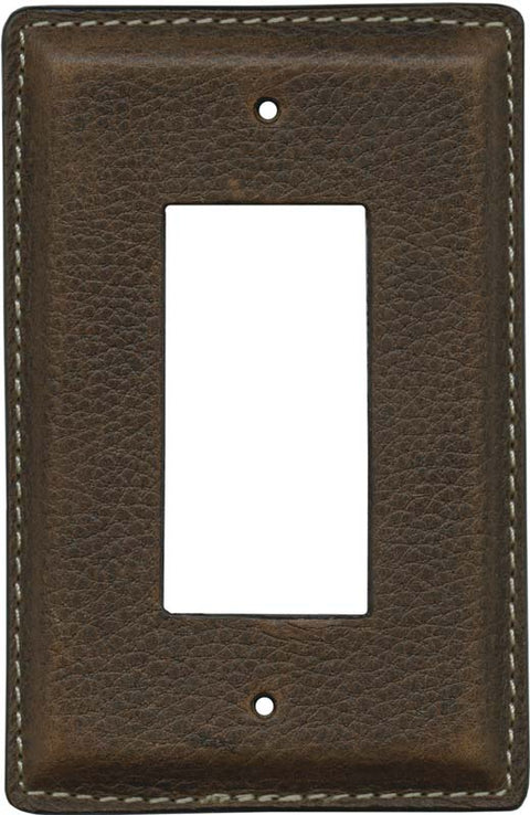 Brown Pebble Grain Leather - 3 Toggle Light Switch Covers